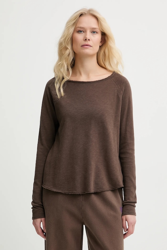 

Футболка с длинными рукавами из хлопка ml col bateau American Vintage, коричневый