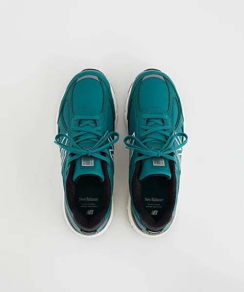 Мужские кроссовки из натуральной кожи New Balance U990 TW4 зелёные — фото 4