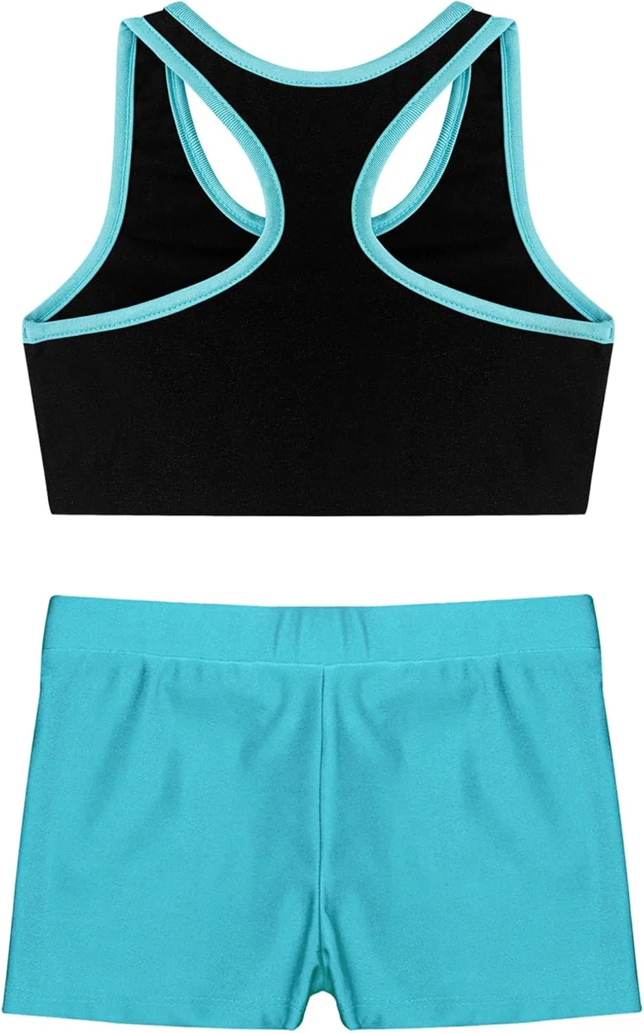 Детский спортивный костюм для девочек YEAHDOR, топ с шортами, Blue Green — фото 4