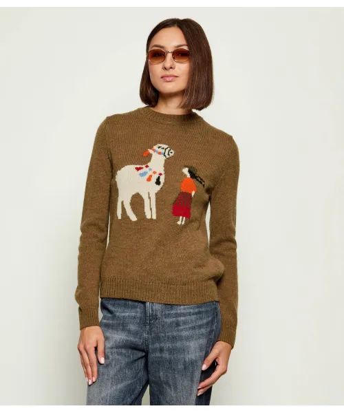 

Свитер из шерсти нитры Regular fit Weekend Maxmara, коричневый