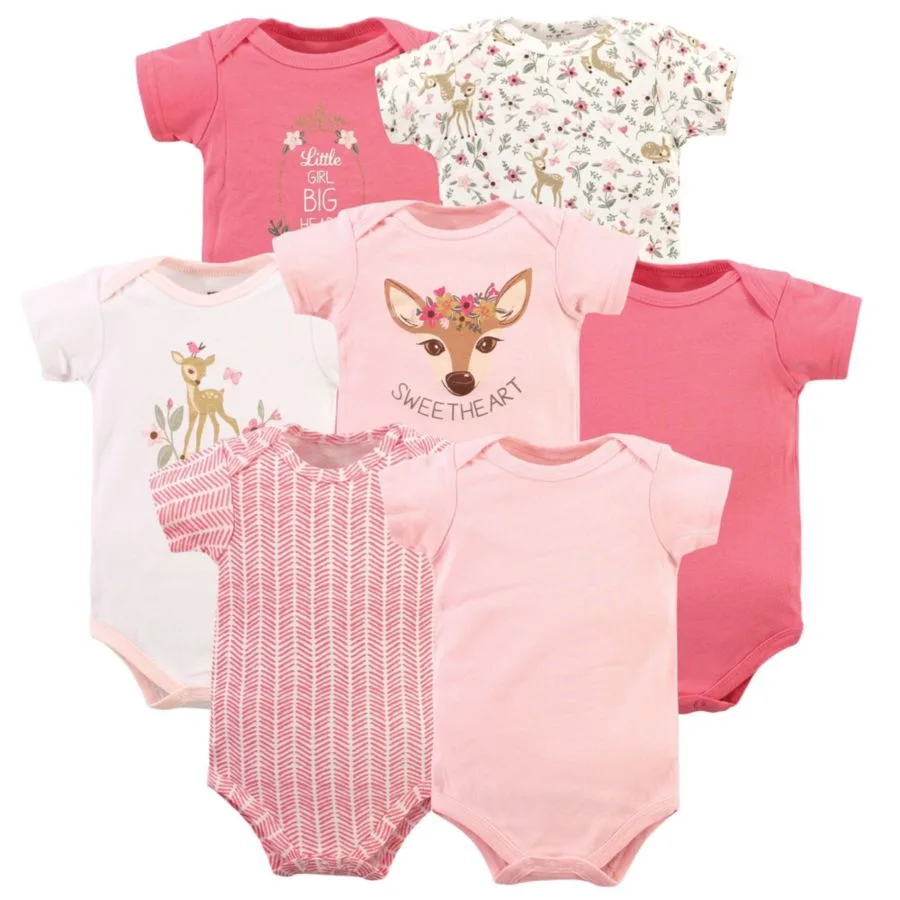 Хлопковые боди, набор из 7 штук Hudson Baby, Floral Deer