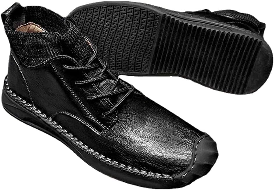 

Мужские повседневные лоферы MSYINGL, ручная строчка, комфортные туфли, мягкая кожаная обувь на щиколотку, высокие кроссовки на шнуровке для прогулок, черный