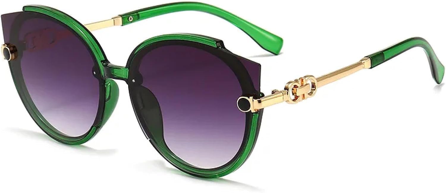 

Солнцезащитные очки с защитой UV400 | Круглые линзы "кошачий глаз" увеличенного размера | Для женщин и мужчин, для занятий спортом на открытом воздухе и вождения DSVIGF, Green