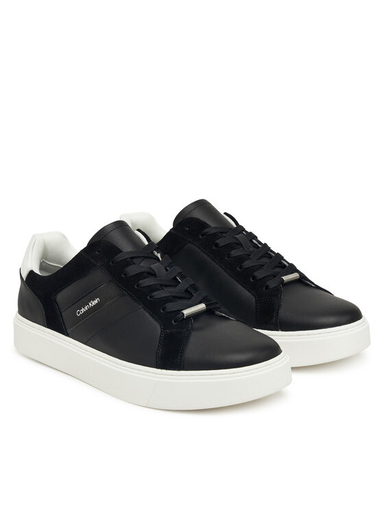 Кроссовки Classic Cupsole Laceup Tape Lth YM0YM01430 Calvin Klein, черный — фото 2