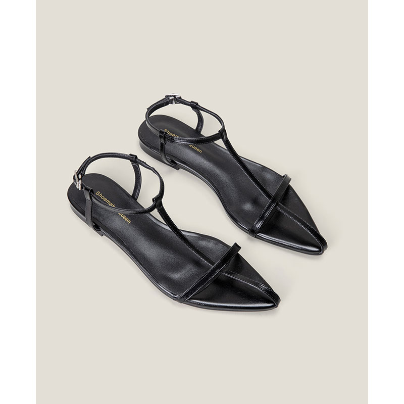 SHOEMAKER QUEEN Женские сандалии на одной застежке белые на плоской подошве, цвет White-Flat — фото 4
