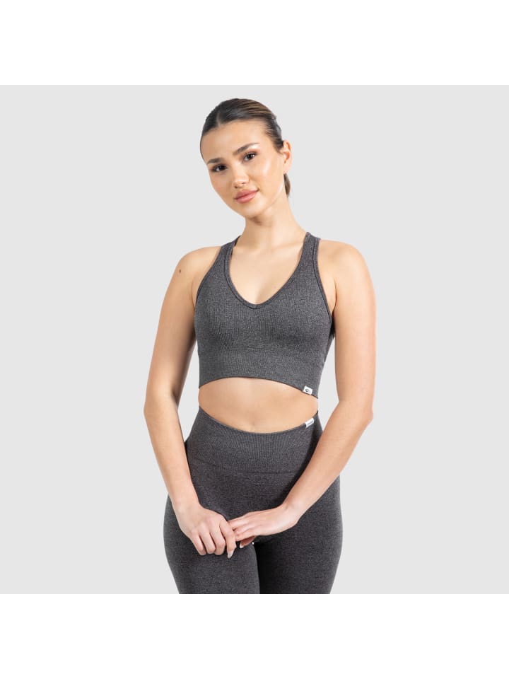 

SMILODOX Спортивный бюстгальтер Amaze Pro в антрацитово-меланжевом цвете