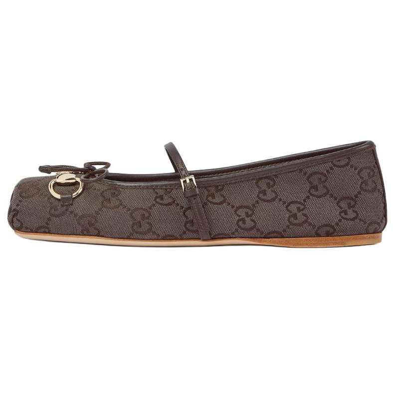 GUCCI Туфли Mary Jane с пряжкой Horsebit для женщин в коричневом цвете