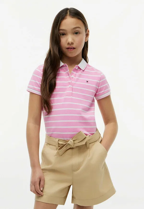 Поло с отложным воротником Tommy Hilfiger, розовая полоска — фото 2