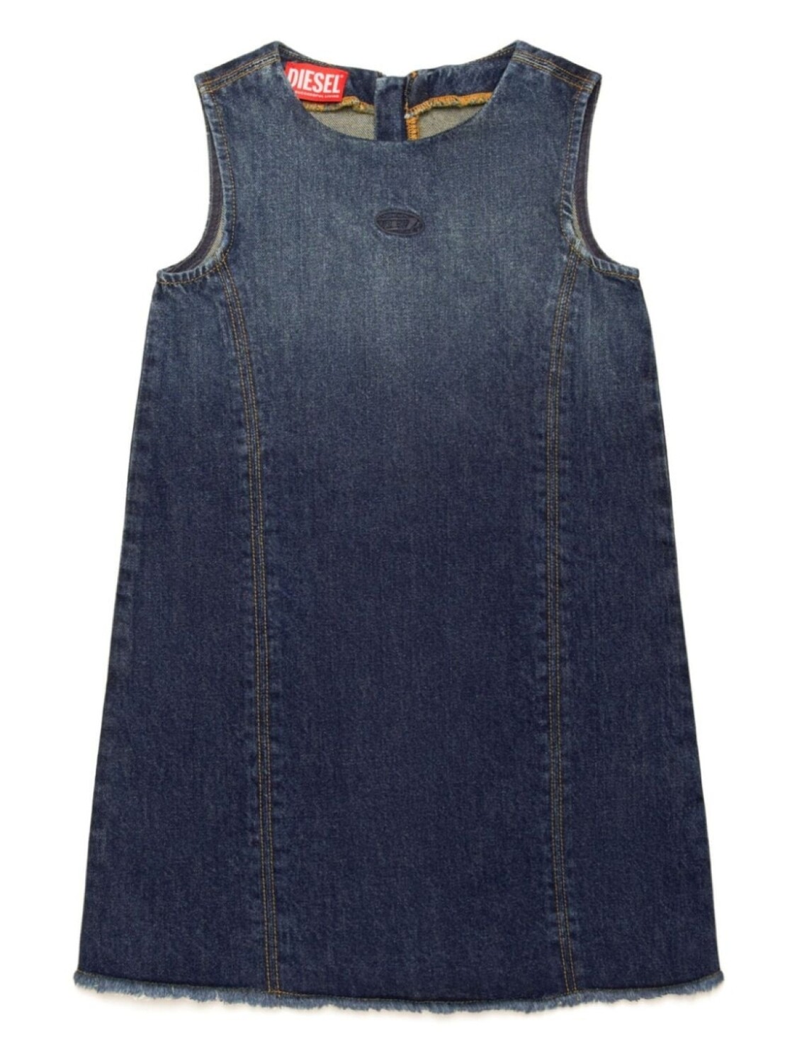 

Diesel Kids джинсовое платье с необработанными краями, синий