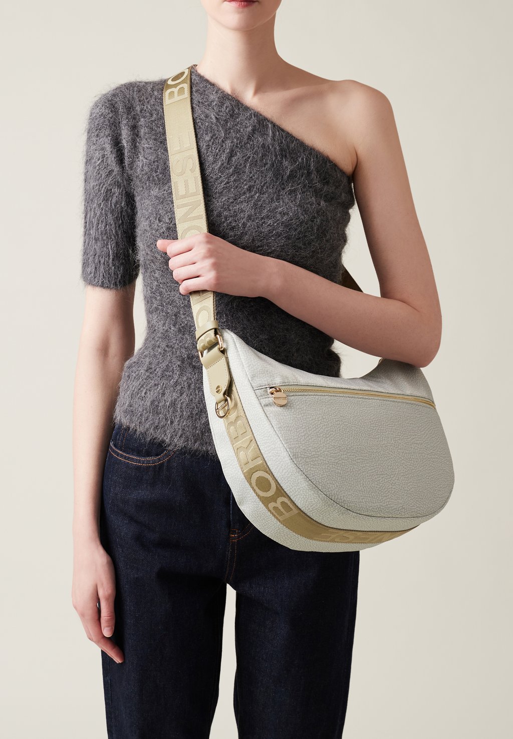 

Сумка через плечо LUNA MIDDLE CON ZIP Borbonese, бежевый