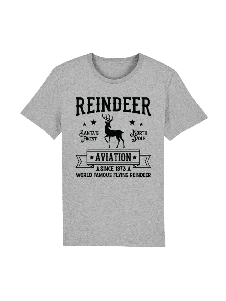 

Футболка F4NT4STIC T-Shirt Reindeer Aviation Retro Weihnachts Sign, пятнистый серый