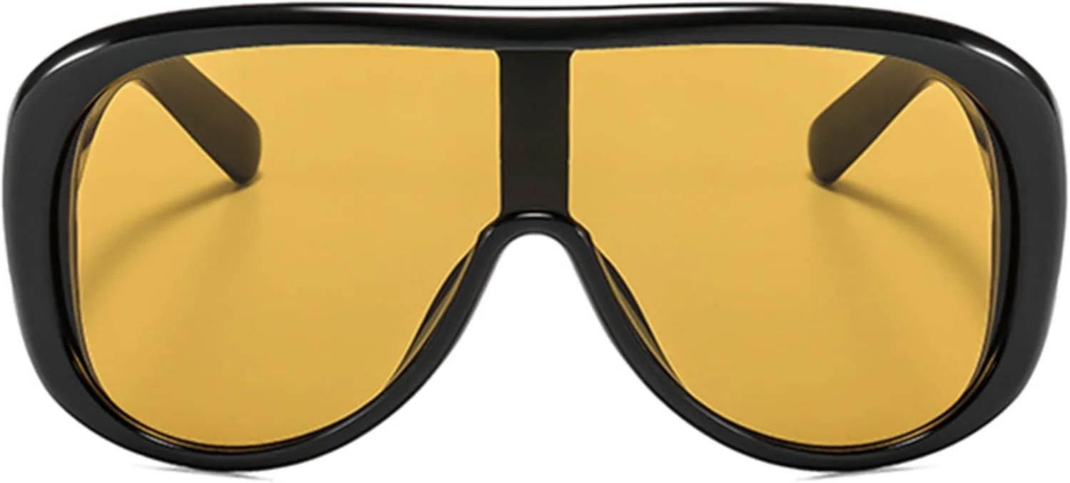 

Женские солнцезащитные очки-пилот большого размера в оправе-щитке, круглые, для пляжа и отдыха на природе, с защитой от УФ-излучения UV400 bullabulling, Black Tea