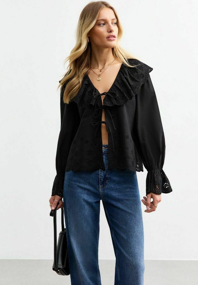 

Блуза BRODERIE ANGLAISE FRILL New Look, черный