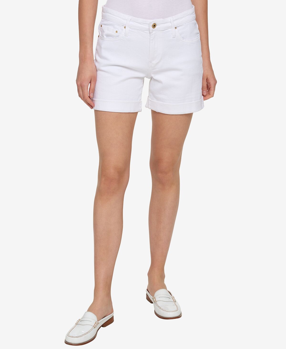 

Женские джинсовые шорты TH Flex с манжетами Tommy Hilfiger, белый