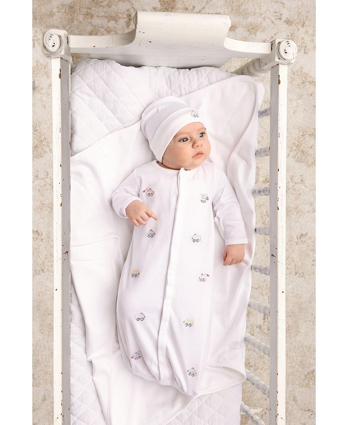 Хлопковый комбинезон с вышивкой машинки и шапочкой для мальчиков - Baby Feltman Brothers, белый — фото 3
