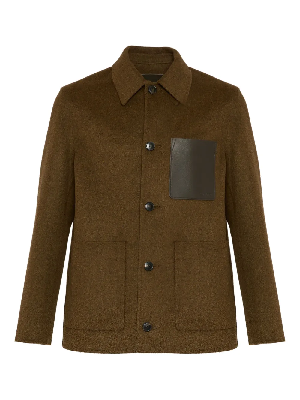 

Шерстяная куртка с кожаными заплатками YVES SALOMON, коричневый