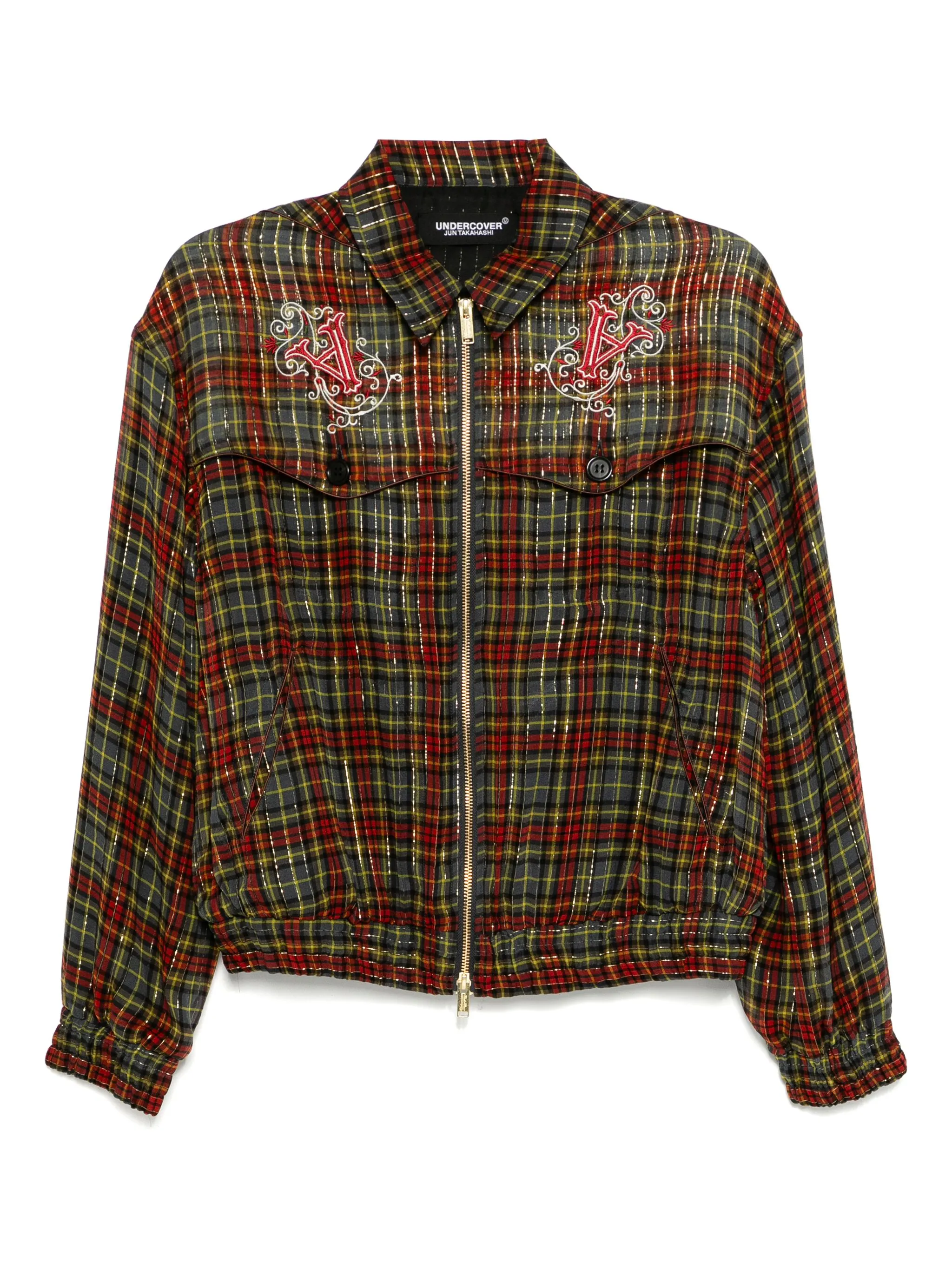 

Клетчатая куртка на молнии Undercover, серый