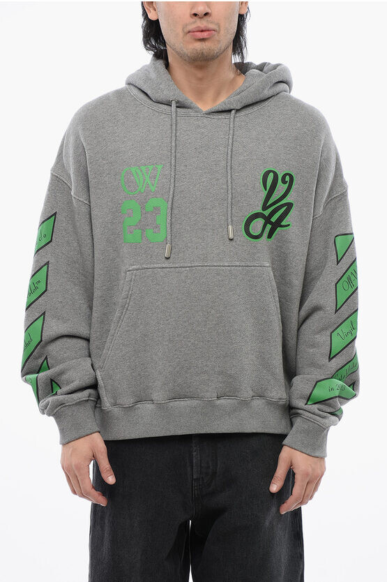 

Худи из матового хлопка Off-White 23 Varsity, серый