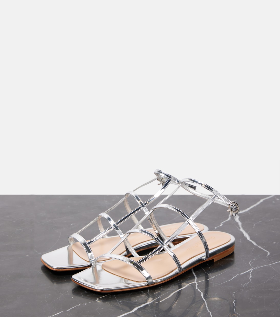 Сандалии из металлизированной кожи Gianvito Rossi, серебряный — фото 4