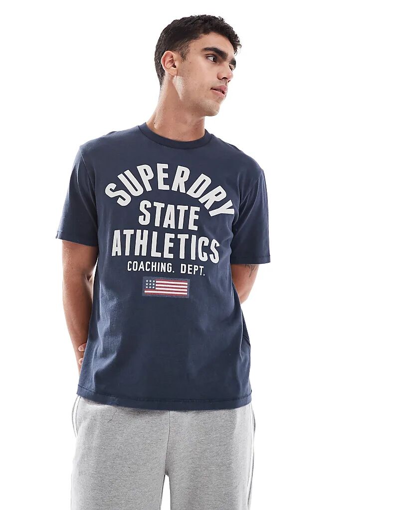 

Футболка Superdry Vintage с спортивным принтом и основным элементом цвета Bradley Navy