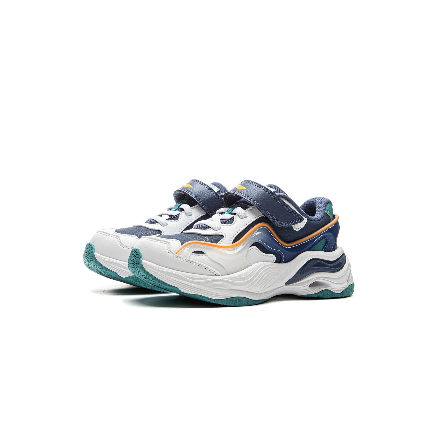 YOUNG Li-Ning YOUNG спортивная коллекция синтетическая кожа устойчивая к истиранию низкие детские повседневные кроссовки бело-синие — фото 4
