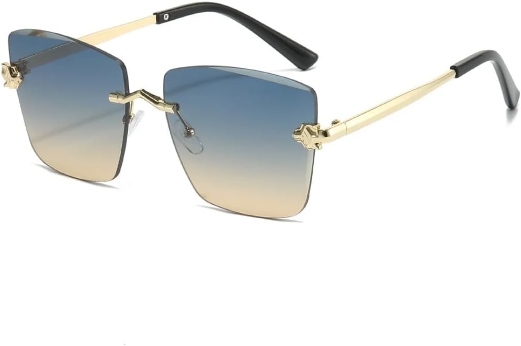 

Роскошные большие безрамочные солнцезащитные очки с градиентным переходом для женщин, в стиле ретро, ​​модные мужские очки с защитой от УФ-излучения UV400 HHZZYVY, Golden Grey Tea