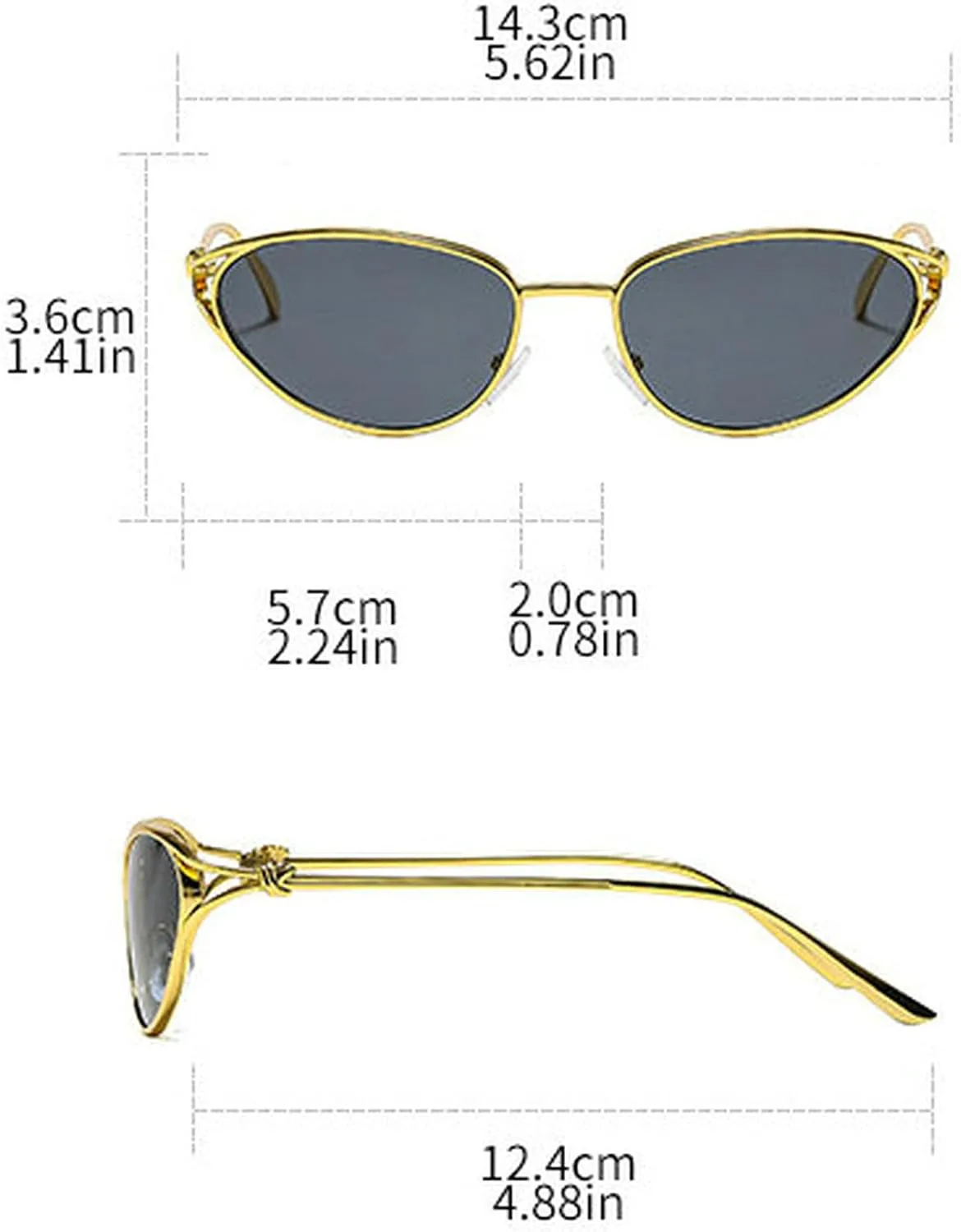 

Солнцезащитные очки COTIA Fashion Oval Y2K для женщин и мужчин, стильные, в форме «кошачий глаз», с металлической оправой, в модном панк-хип-хоп стиле, Silver