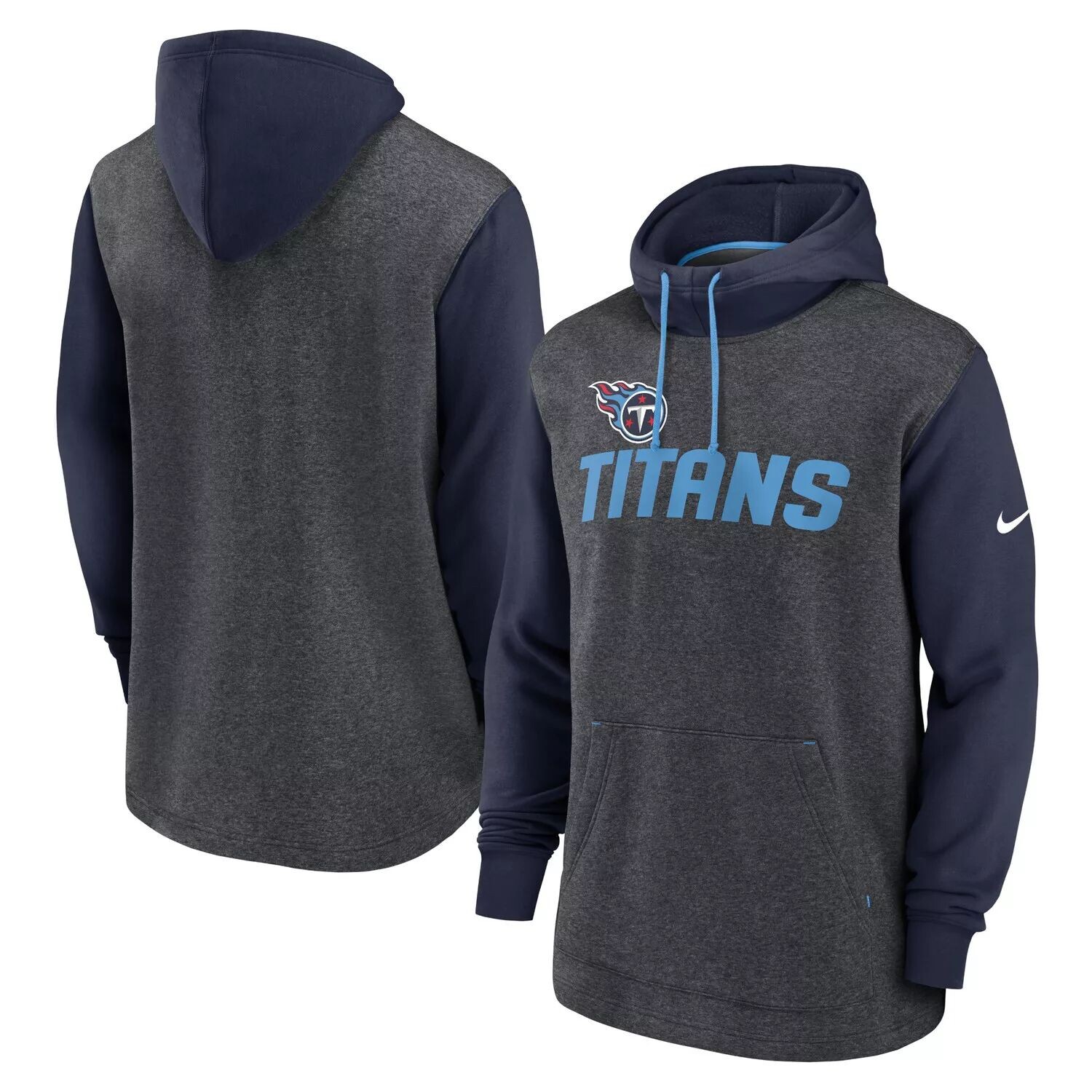 Мужской пуловер с капюшоном Nike Heathered Charcoal/темно-синий Tennessee Titans Surrey Legacy — фото 4
