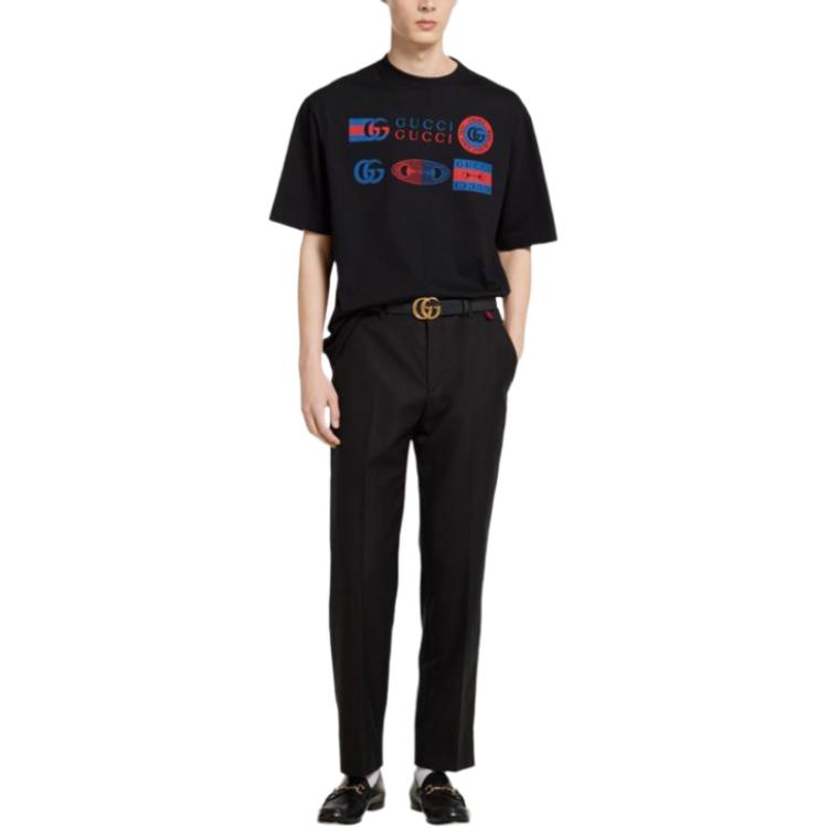 Футболка GUCCI хлопковое джерси, печатная, черная — фото 2