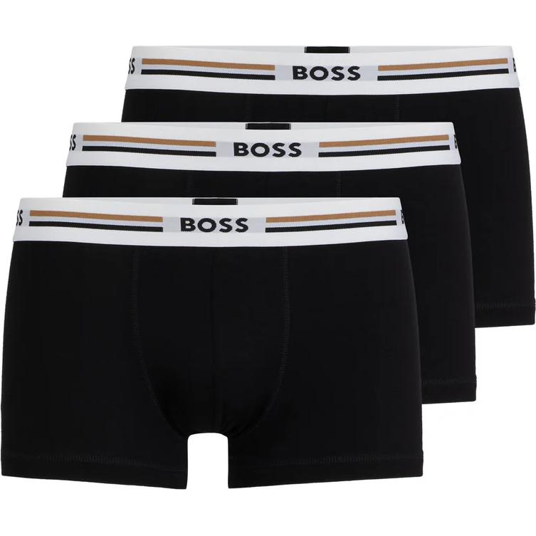 

Три боксера Boss Logo Waistband с растягивающейся тканью HUGO BOSS, черный