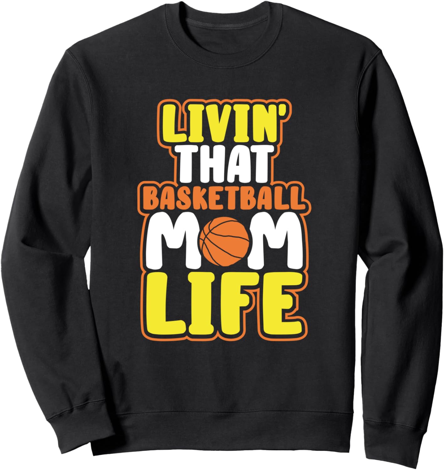 

Забавная толстовка с баскетбольным принтом Мама, которая живет баскетбольной жизнью Basketball Mom Life Gifts Shop, черный