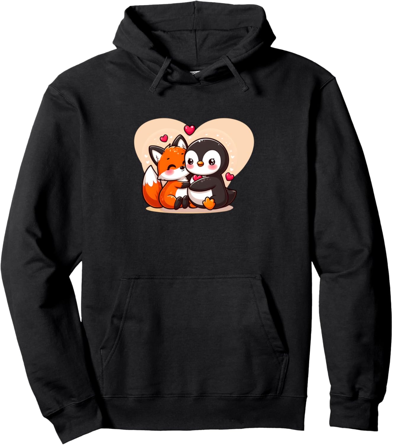 

Милый дизайн с лисой и пингвином. Толстовка Kawaii Fox And Penguin Designs, черный