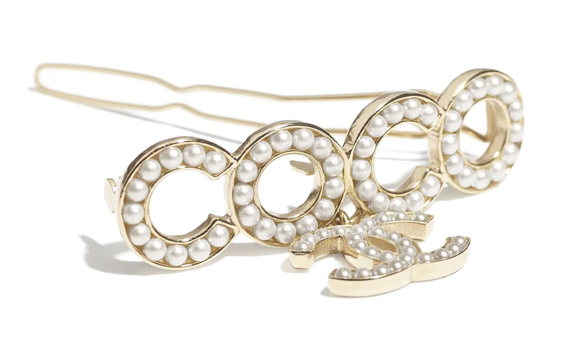Заколка для волос с жемчугом CHANEL Gold and Pearl White — фото 3