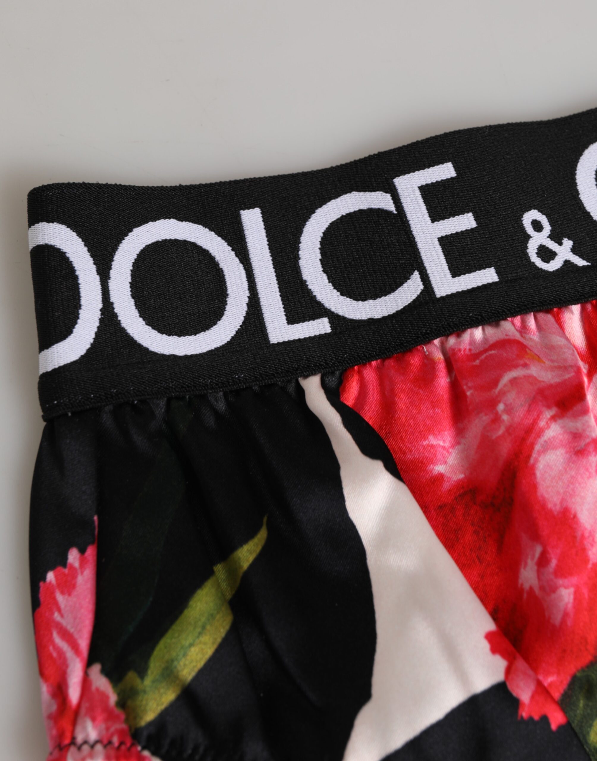 Черное нижнее белье с цветочным принтом и высокой талией Dolce & Gabbana, черный — фото 2