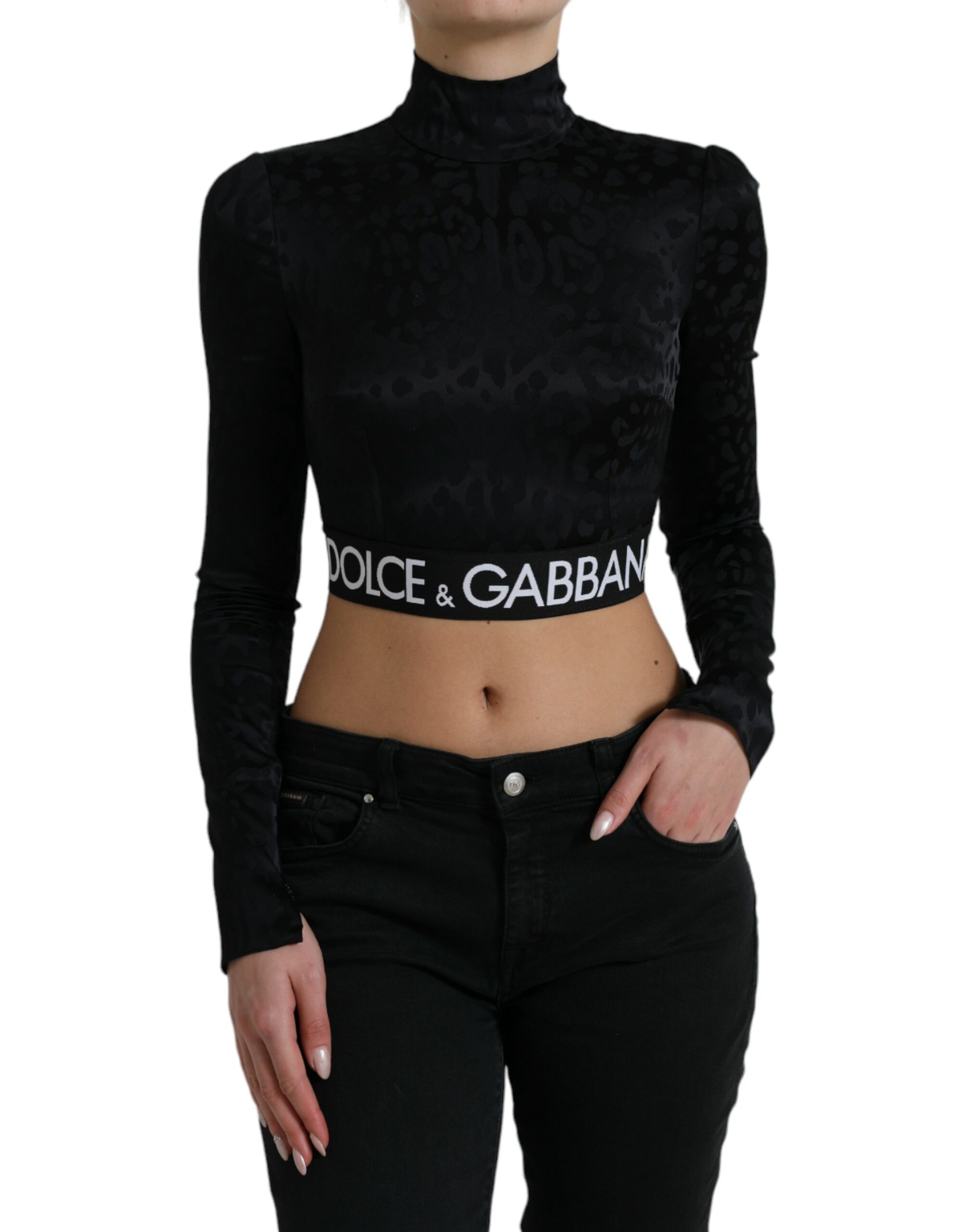 

Элегантный черный укороченный топ с застежкой-молнией Dolce & Gabbana