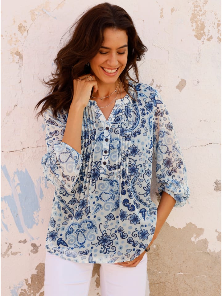 

Блузка-слипон с принтом цвета шампанского и королевского синего цвета WITT WEIDEN