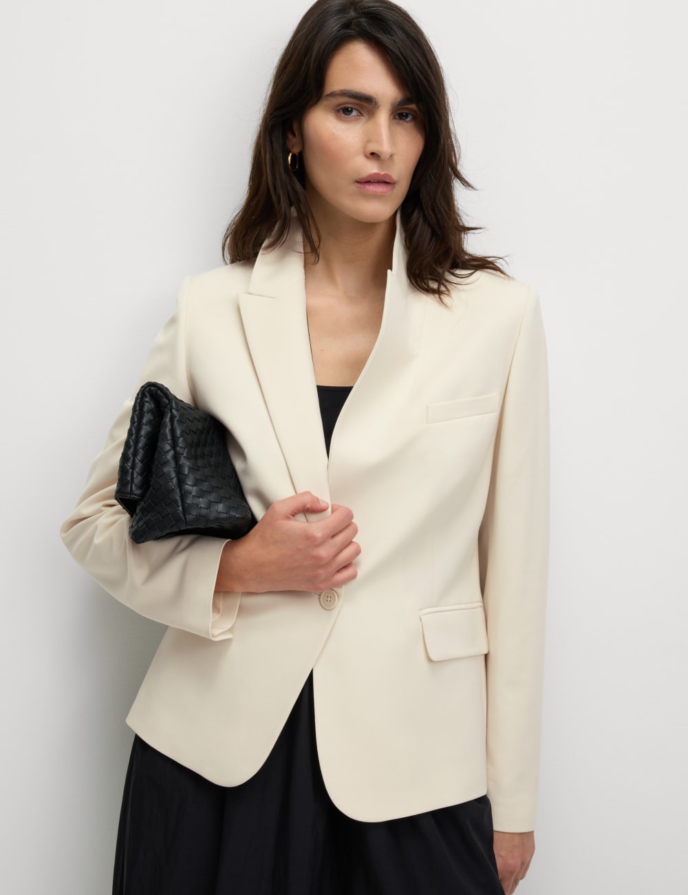 

Узкий однобортный блейзер Marks & Spencer, экрю