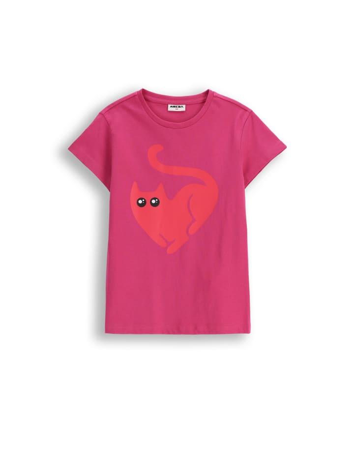 

Розовая хлопковая футболка с короткими рукавами MOKIDA