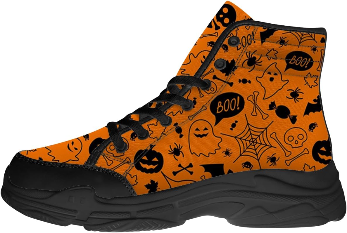 

Мужские и женские кроссовки на высокой подошве с принтом «Призраки», праздничные кеды на шнуровке для Хэллоуина, подарки для него и для нее Generic, фиолетовый