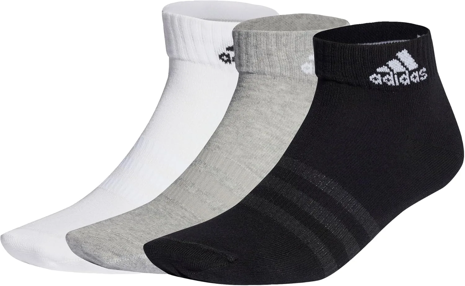 Тонкие и легкие носки Adidas до щиколотки, 3 пары, унисекс, детские носки, белый/черный