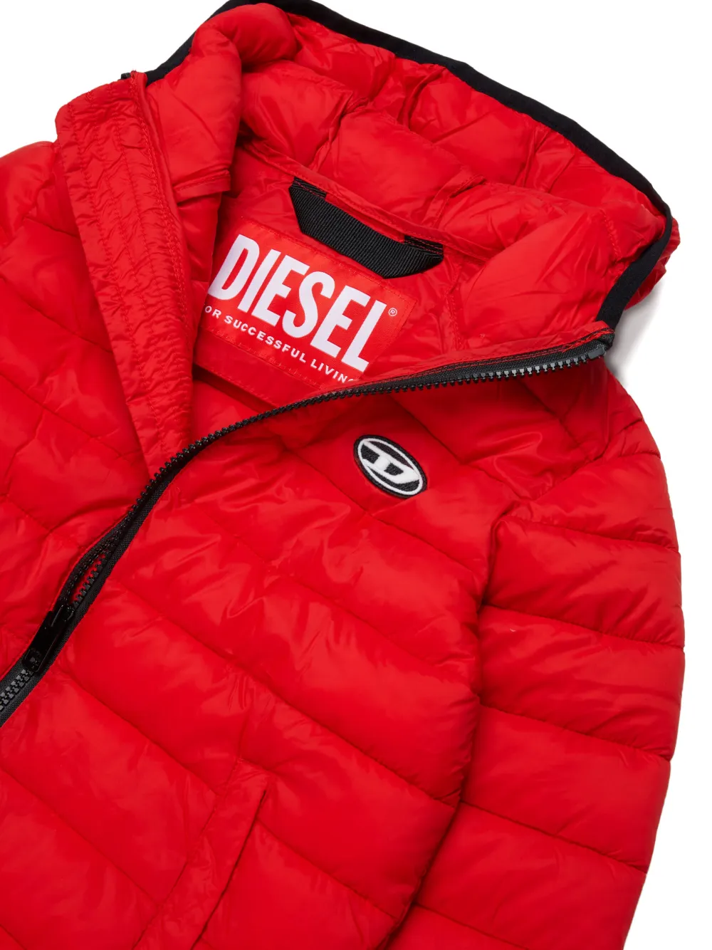 Стеганая куртка Jstony с принтованным логотипом Diesel Kids, красный — фото 3