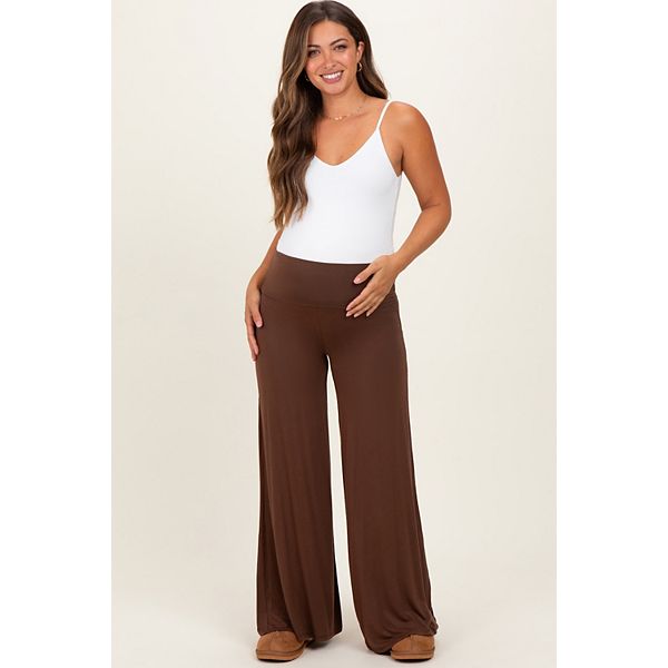 

Брюки для отдыха с широкими штанинами и поясом на резинке для беременных Pinkblush, Brown