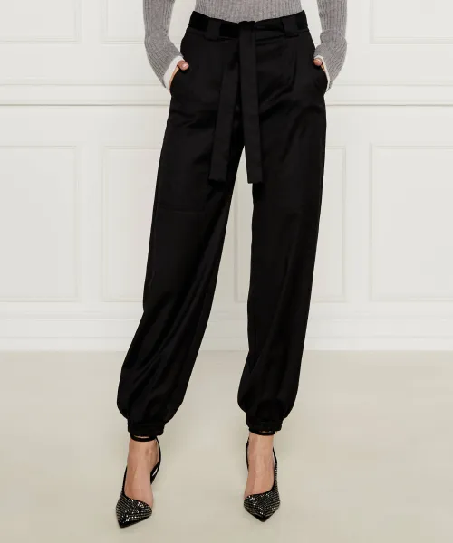 

Шерстяные брюки с ремнем из капрона Regular fit Pinko, черный
