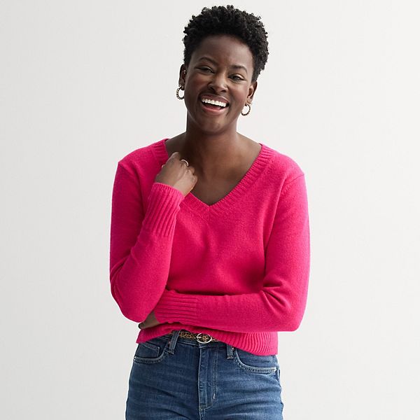 

Женский легкий свитер с v-образным вырезом Sonoma Goods For Life, Bright Pink