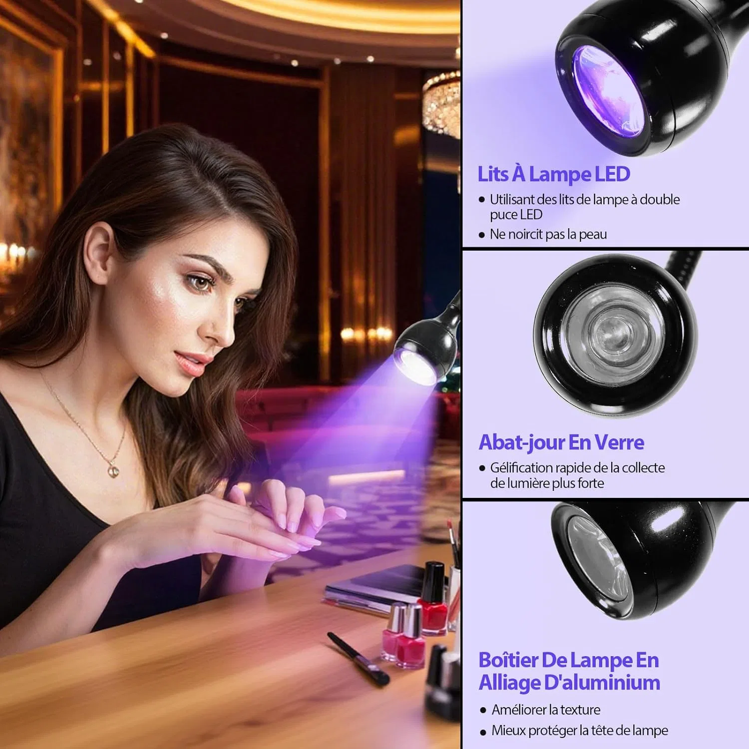 Мини УФ/LED лампа для гель-лака 5 Вт с зажимом Elalove — фото 3