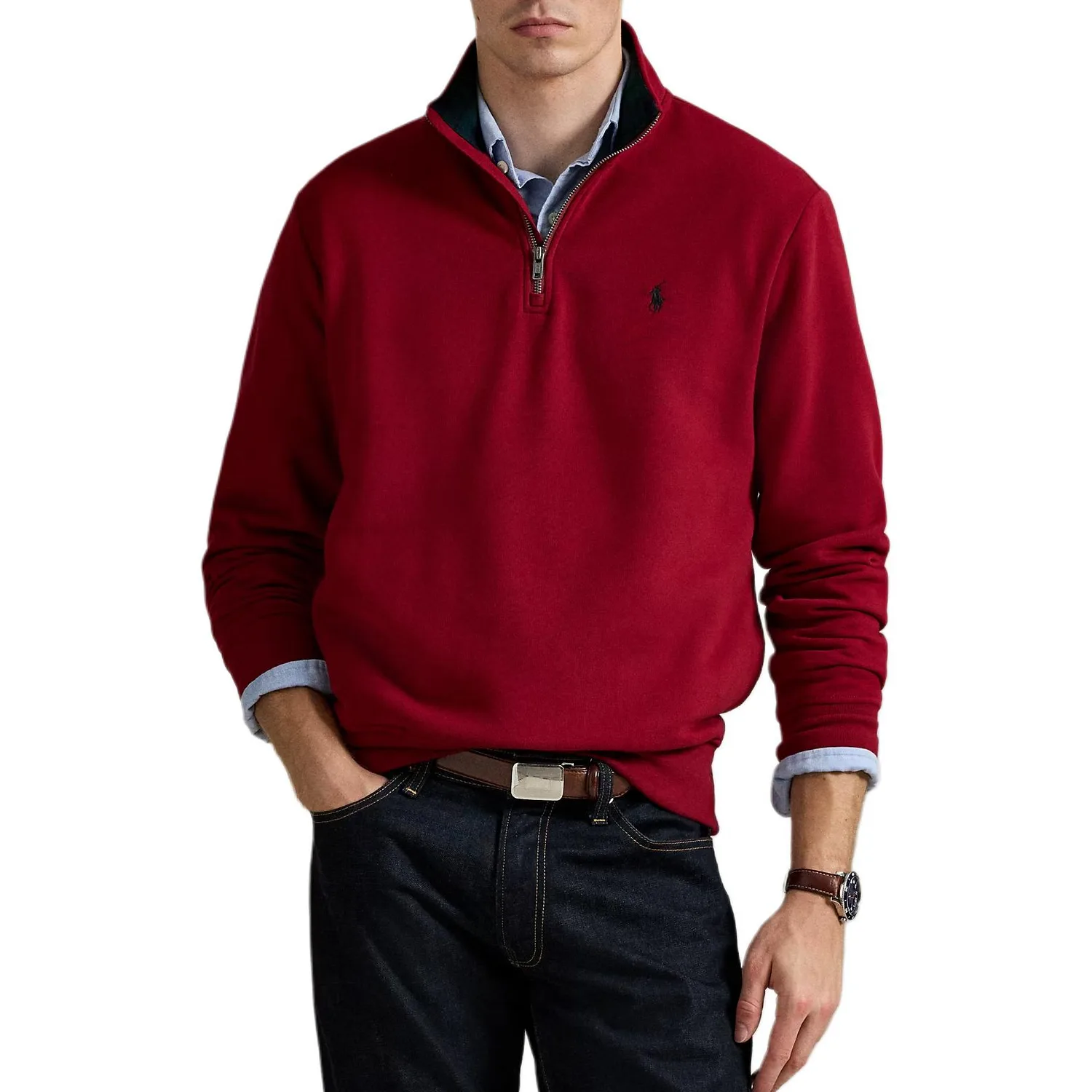 Полузастегивающийся флисовый свитшот Polo Ralph Lauren, красный — фото 2