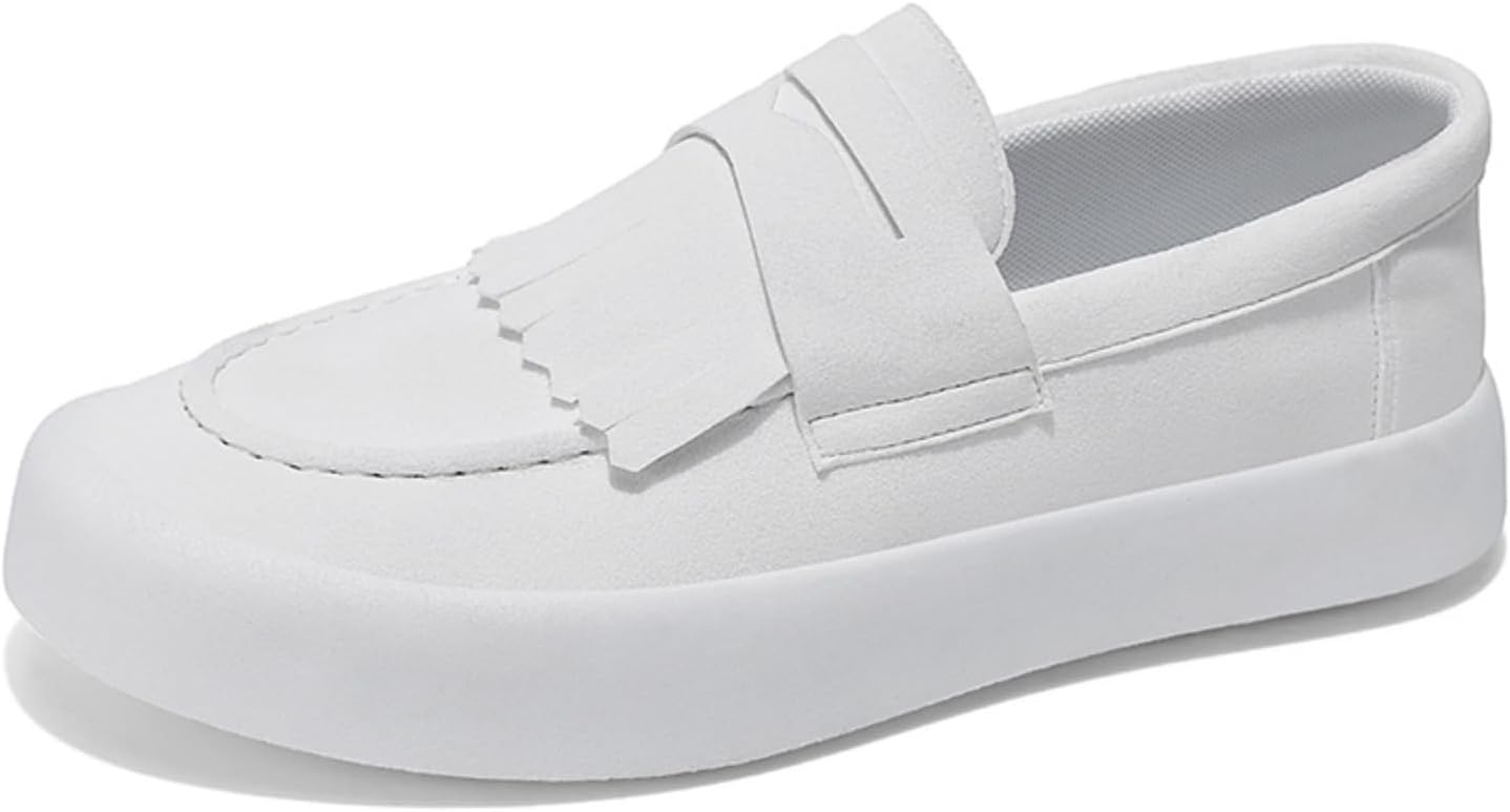 

Мужские модные лоферы: украшение кисточками, воплощение повседневной элегантности с присущим непринужденным шармом Aokisx, белый