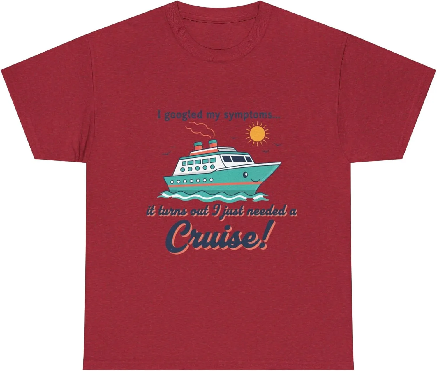 Футболка "Я погуглил симптомы, оказалось, мне просто нужен круиз" | Cruise Vacation Tee GENERIC, красный