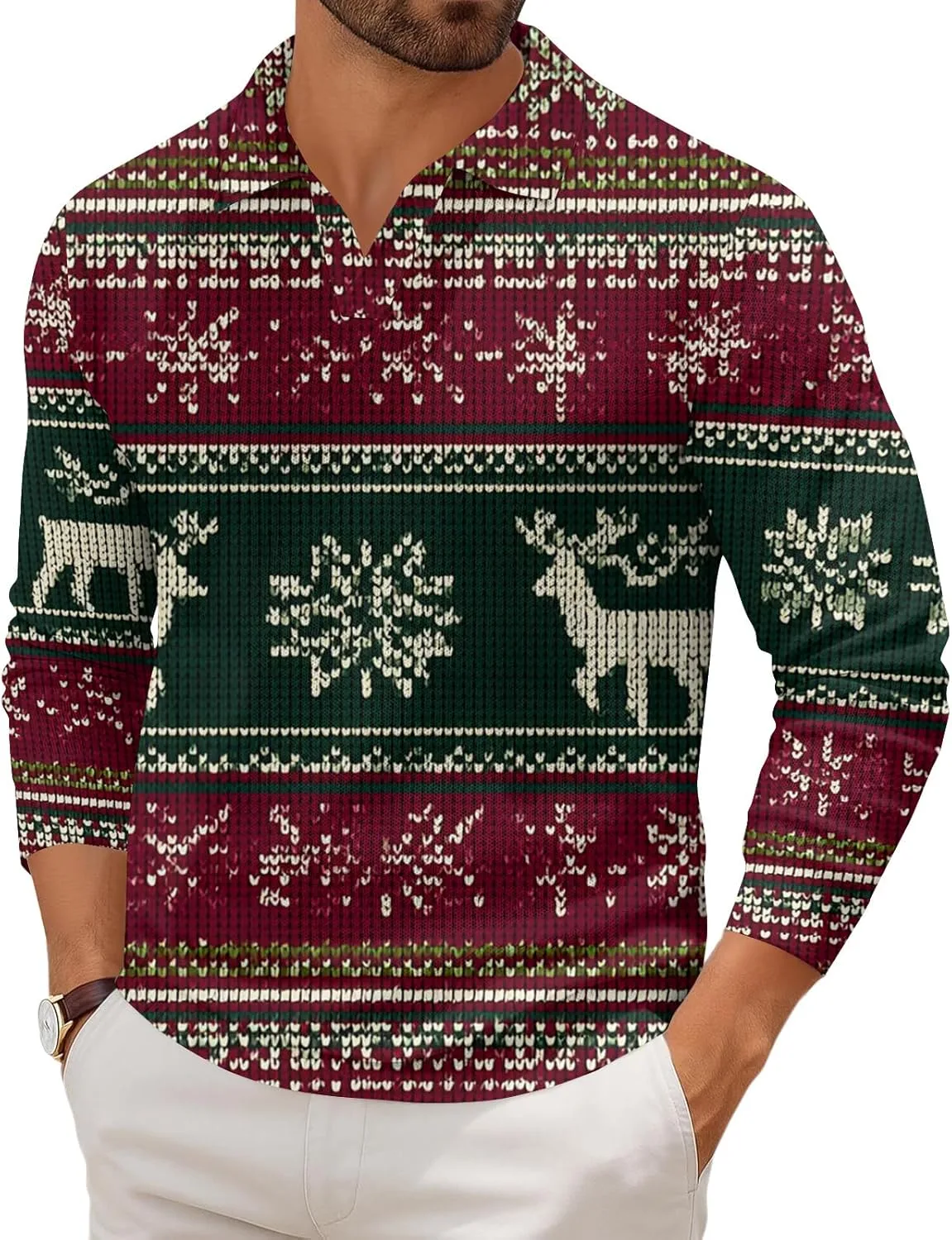 

Мужской свитер на Рождество 2025 с принтом, легкий винтажный FQZWONG