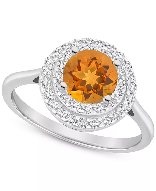 

Кольцо с родолитом (1-5/8 карата tw) и белым топазом (3/8 карата tw) в серебряном оправе с двойным ореолом (также с цитрином, перидотом, аметистом и голубым топазом) Macy'S, citrine